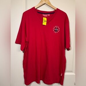 Coca-Cola Red Embroidered V-Neck Tee — Women’s Plus 18W/20W — NWT